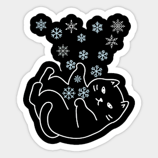 Cat and Snowflakes Sticker